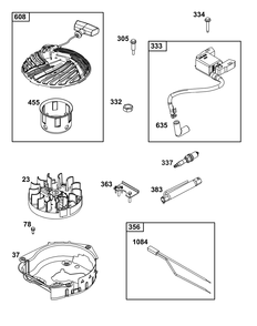 Flywheel, Ignition, And Starter Group Diagram and Parts List for 08P602-0036-H5 020000 - 09Z999 Briggs and Stratton Engine